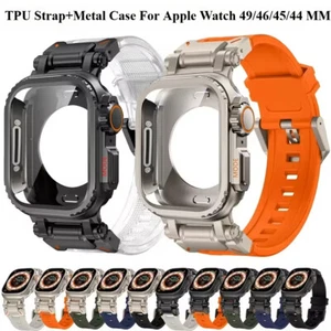 2-IN-1 Metal Case+Silicone Strap For Apple Watch Ultra 3 49mm 11 10 9 8 7 6 5 SE - Picture 1 of 40