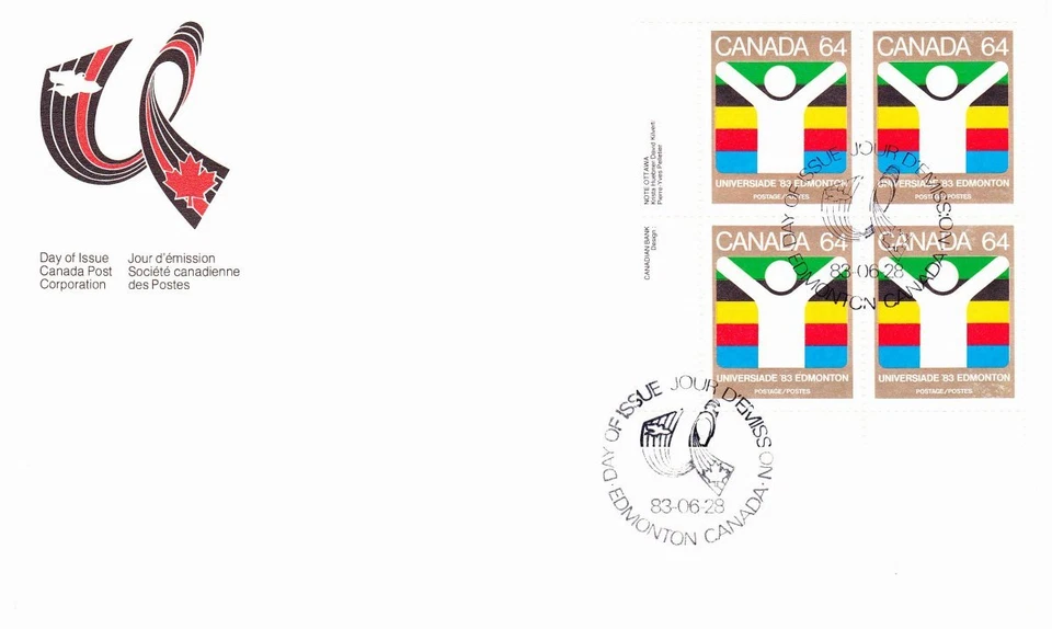 Canada 1983 Universiade FDC 64c in block of 4 - Image 1 of 1
