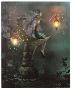 Oak Street Wholesale 17" x 14" Flickering LED Lighted Canvas #402- Lighted Fairy - Picture 1 of 1