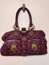 Y2K '06 MARC JACOBS Quilted Burgundy Leather Venetia Satchel Handbag Purse Red