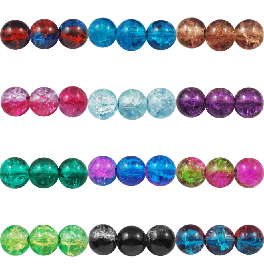 ❤ 4mm, 6mm, 8mm CRACKLE Glass ROUND Beads CHOOSE COLOUR UK Jewellery Making ❤ - Image 1 of 1
