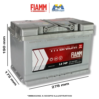 FIAMM BATTERIA TITANIUM 12V 74AH 680A L374P 7905154 278x175x190 mm - Immagine 1 di 4