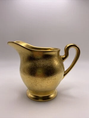 PICKARD China Gold Encrusted Rose/Daisy #532 Milk Creamer Vintage - Image 1 of 4