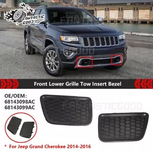 Bisel de inserción de cubierta de gancho de remolque de rejilla inferior delantera para Jeep Grand Cherokee 2014-2016 - Imagen 1 de 6
