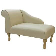 Cream Genuine Leather Chaise Longue Sofa Chair Small Handmade in Madras Dollaro
