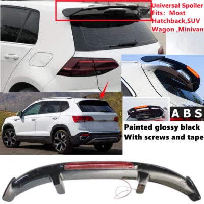 Universal Gloss Black Rear Roof Spoiler Wing w/Light Fit For VW Taos 2021-2024 - Image 1 of 4