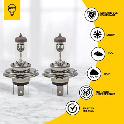 2x AGS Halogen H4 12v Headlight Globe For Suzuki APV Van 2017 2018 2019 2020 - Image 1 of 4