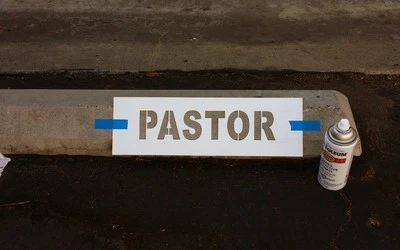 QCPSIGNS PARKING LOT STOP BLOCK STENCIL SIGN "PASTOR" or VISITOR or choose one