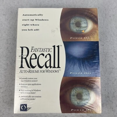 Vintage Fantastic Recall Auto-resume For Windows  Software 1993 NIB New Sealed - Image 1 of 4