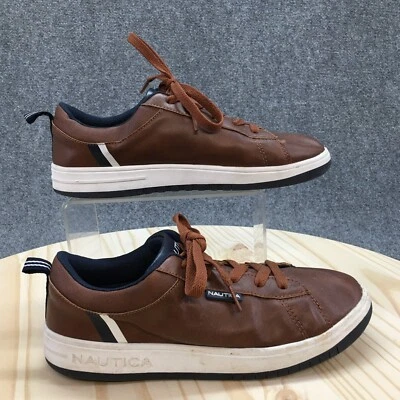 Nautica Shoes Youth 6 Boys Graves Casual Low Sneakers Brown Faux Leather Lace Up - Image 1 of 4