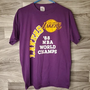 Vintage 1988 Los Angeles Lakers Swingster Single Stitch World Champs T-shirt L - Picture 1 of 7