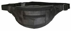 Mens Womens Genuine Leather Fanny Pack Pouch Waist Bag Slim Design Hiking Campin