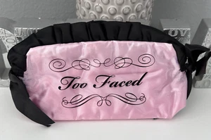 Too Faced Pink with Black Ribbon Zipped Cosmetic Pouch - Picture 1 of 3