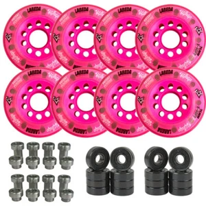 Labeda Whips Roller Hockey Wheels Pink 8-Pack + Spacers + Bearings - Choose Size - Picture 1 of 10