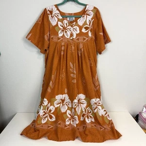Vintage Anthony Richards Tan Hawaiian Aloha MuuMuu Midikleid M - Bild 1 von 8