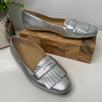 Talbots Everson Kiltie Penny Keeper Driving Moccasins Metallic Silver Size 10M - Image 1 of 4