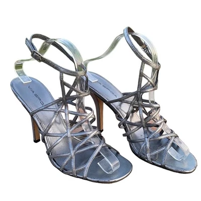 Via Spiga Liv Steel Women's Metallic Silver Strappy Ankle Strap Heeled Sandal 9M - Image 1 of 4