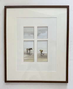 Peinture aquarelle rehaussée gouache signé Alain Gaudin 1986 le pêcheur à cheval - Imagen 1 de 12