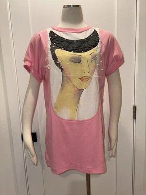 De Colección Años 80 ALFREDO’S More Camiseta Mini Vestido Velado Dama Gráfico ESPOSA Foto 1 de 4