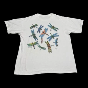Camisa de algodón blanca vintage 2002 Brian Kalt Butterfly Art adulto XL - Imagen 1 de 6