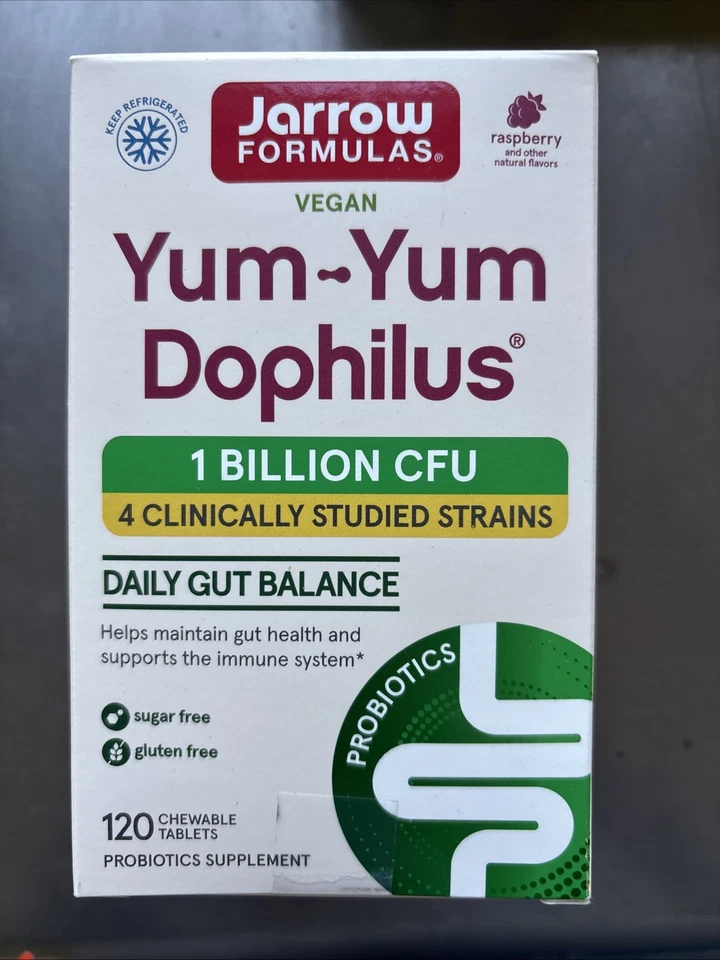 Yum-Yum Dophilus, Raspberry, 1 Billion CFU, 120 Chewable Tablets 8/25 - Image 1 of 1