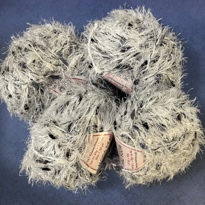 Lot Of 4 Moda Dea “FLIP“ Yarn #9101 Bunny50g 55 yards Eyelash Style Black &White - Image 1 of 4