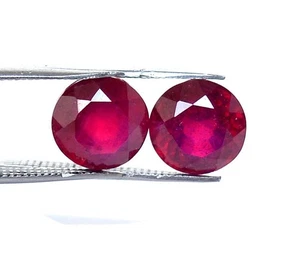 Natural Ruby Round Cut Pair 9 mm 8.40 CTS Faceted Loose Gemstones GF - Picture 1 of 7
