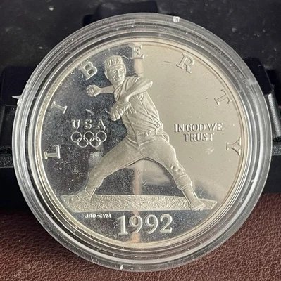 1992 S USA Olympics Nolan Ryan Baseball Commemorative Dollar $1 US BU/UNC Proof - Image 1 of 2
