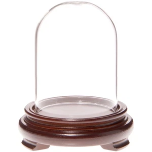 Plymor 2.5" x 3.5" Glass Display Dome Cloche (Walnut Wood Veneer Footed Base) - Picture 1 of 1