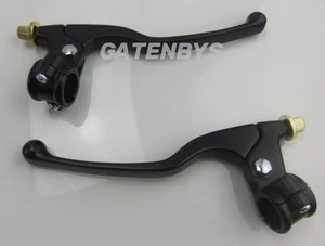 Black Motorcycle Brake Clutch Lever Set Fits Honda Yamaha Kawasaki Suzuki Cable - Picture 1 of 11