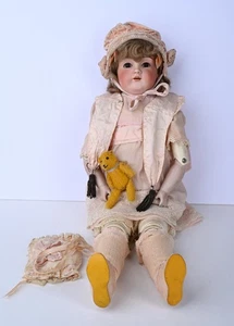 Antica bambola testa di porcellana biscotto tedesca originale di Armand Marsiglia 21" - Foto 1 di 14