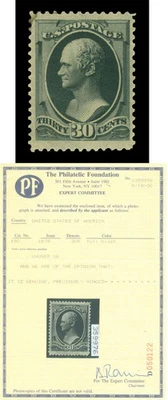 US 1879  Hamilton  30c black  Scott # 190  mint MLH  VF-XF w/Cert. - Image 1 of 4
