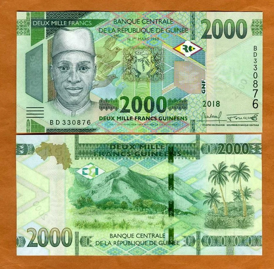 Guinea, 2000 francs, 2018, P-W48Aa, UNC New Design, New Denomination - Image 1 of 1