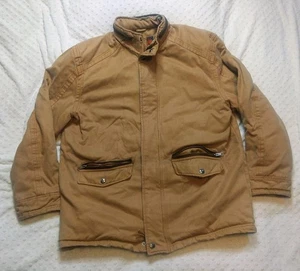 Vtg Cripple Creek Coat Jacket Large Brown Hidden Rain Hood Insulated Blanket - Picture 1 of 10