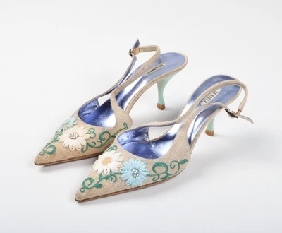 复古 Le Silla Y2K 童话花卉 Regencycore 小猫穆勒鞋 36 码 — 第 1/4 张图片