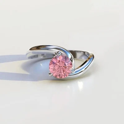 2 CT Round Cut Diamond Solitaire Wedding Engagement Ring 14k White Gold Finish - Image 1 of 4