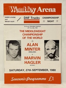 De colección Maravilloso Marvin Hagler vs. Alan Minter Lucha Boxeo Programa Septiembre 1980 - Imagen 1 de 12