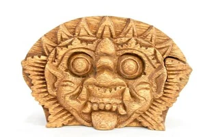 Caja rompecabezas secreta Barong Bhoma baratija joyería escondite madera tallada a mano arte de Bali - Imagen 1 de 7