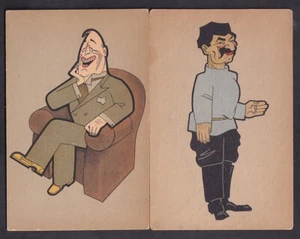 Politics Joseph Stalin + F Roosevelt caricatures x2 c1950s? postcards - Picture 1 of 2