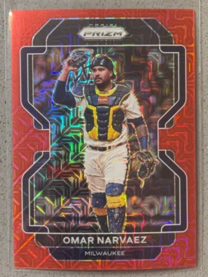 2022 Panini Prizm Baseball Tier II MLB #217 Omar Narvaez /149 Red Mojo Refractor - Image 1 of 2