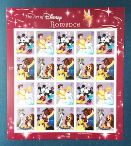 39 cent stamps The Art of Disney Romance pane sheet of 20 - Picture 1 of 2