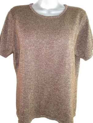 Blusa Suéter Metálica Cobre Para Mujer M Susan Graver Tejida Camisa Elástica Top Glam Foto 1 de 4