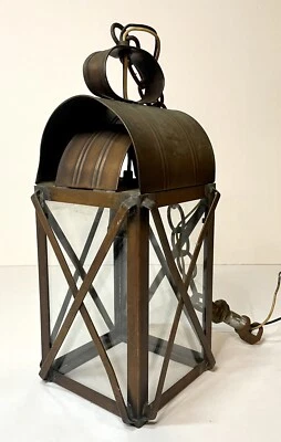 Lámpara eléctrica linterna colonial vintage tapa enrollable latón necesita cableado Foto 1 de 4