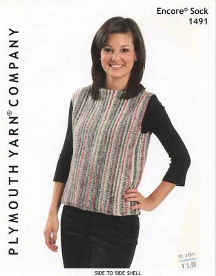 Plymouth Knitting Pattern 1491 Encore Sock Side to Side Shell - Women - Image 1 of 2
