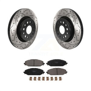 Front Coated Drilled Slotted Disc Brake Rotors And Ceramic Pads Kit For Ram 1500
