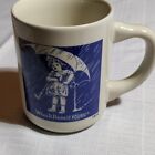 Morton Salt Coffee Mug Cup Blue Logo of 1914 Girl Umbrella When it Rains Pours
