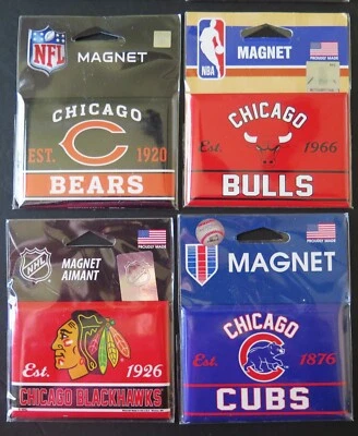 CUATRO (4) OSOS CHICAGO Y OTROS, IMANES METÁLICOS DE 2,5" X 3,5" DE WINCRAFT Foto 1 de 4