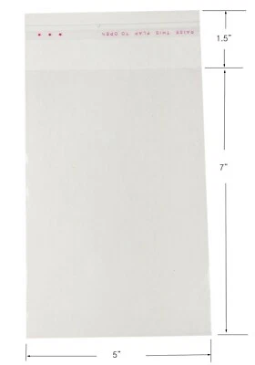 100 pcs Resealable Poly Bags Transparent OPP Bag Plastic Bags Self Adhesive Seal - Image 1 of 4