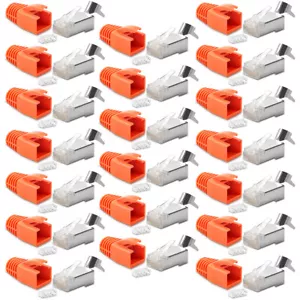 Netzwerkstecker CAT 7 20x Netzwerk Crimp Stecker RJ45 Knickschutz Verlegekabel - Bild 1 von 11