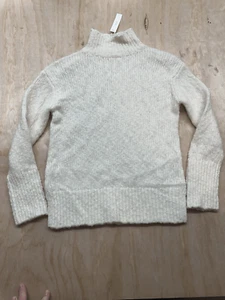 Suéter Vince Nuevo con Etiquetas Cuello Alto Mezcla Lana Beige Talla XXS Grueso Tejido Aberturas Laterales - Imagen 1 de 6